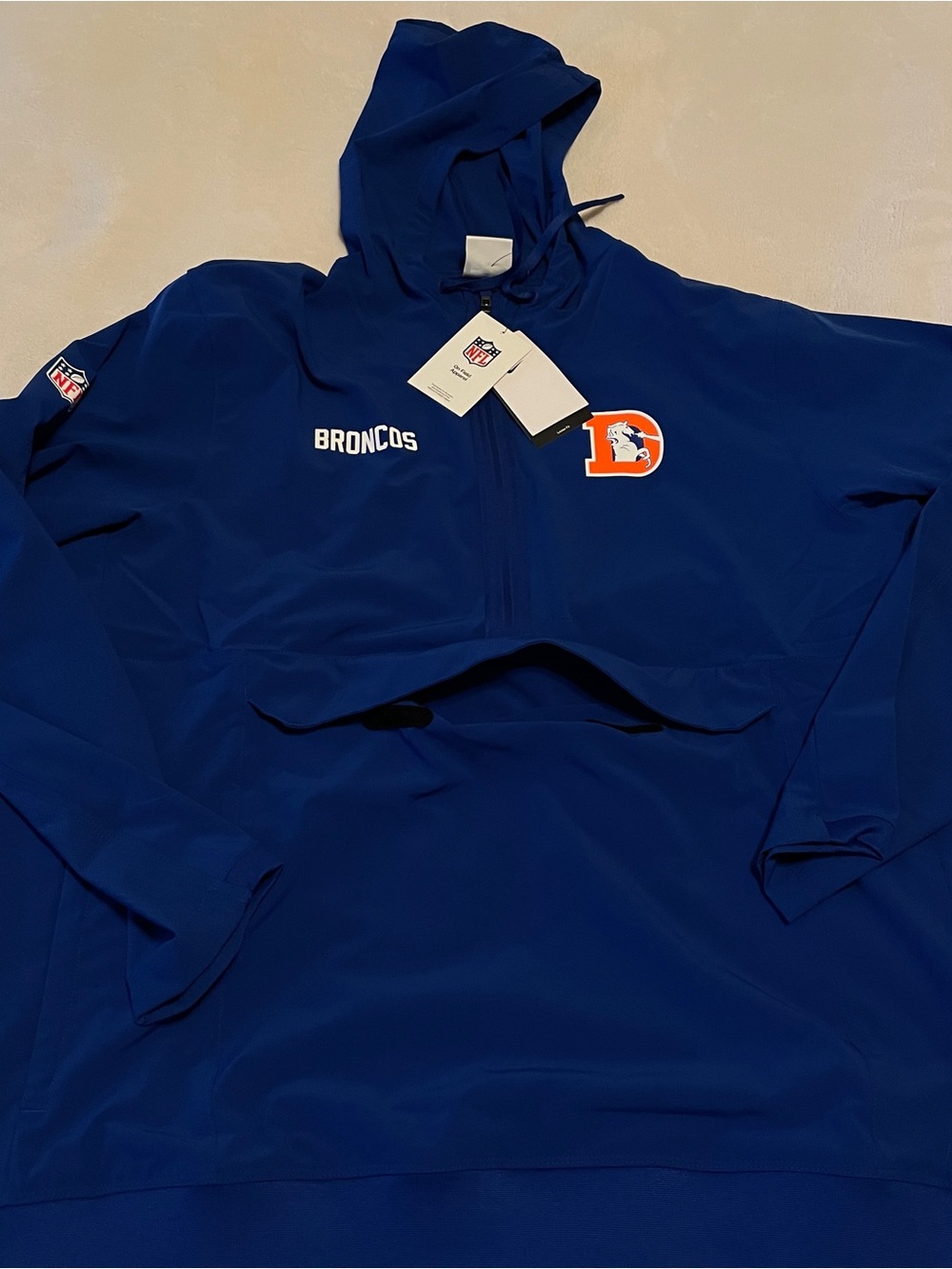 Nike NFL Denver Broncos Team Issued Anorak Half-Zip Hooded Jacket Sz XL